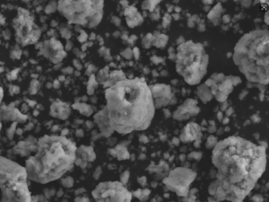 SEM image of NaTi(PO4)3 showing porous structure for ion transport-ULPMAT