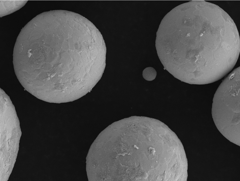 SEM image showing spherical morphology and particle size distribution of tantalum carbide powder