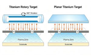 Comparaison entre une cible rotative en titane et une cible de pulvérisation plane en titane