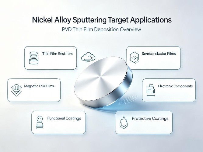Applications des cibles de pulvérisation en alliage de nickel dans les résistances à couche mince, les revêtements de semi-conducteurs, les composants électroniques, les films magnétiques et les revêtements fonctionnels - ULPMAT