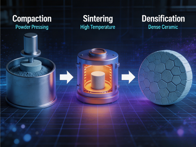 Ceramic sputtering target compaction sintering and densification process using CIP and HIP