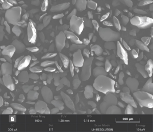 SEM morphology of molybdenum trioxide powder