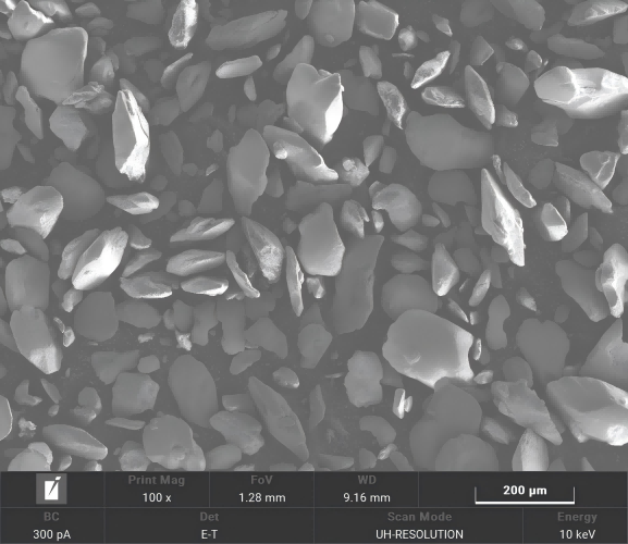SEM morphology of molybdenum trioxide powder