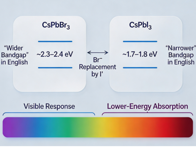 CsPbBr₃ vs CsPbI₃ sputtering target selection guide showing bandgap and phase stability comparison by ULPMAT