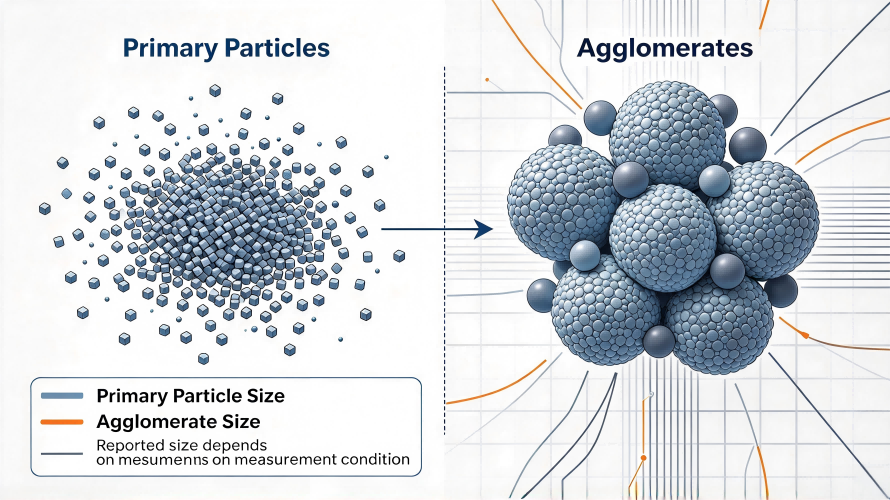 Comparison of primary Nanopowder particles and particle agglomerates-ULPMAT