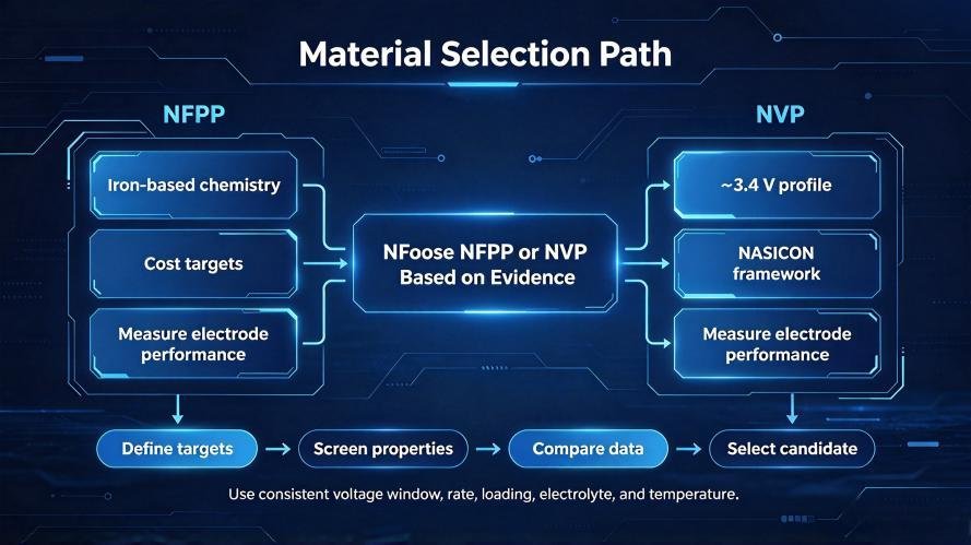 Processus de sélection des matériaux pour le choix des matériaux de cathode NFPP ou NVP destinés aux batteries au sodium-ion - ULPMAT