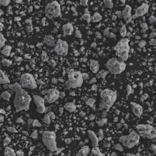 SEM morphology of NaTi2(PO4)3 showing particle structure for aqueous sodium-ion battery anode material